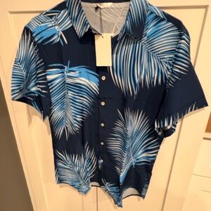 Men's Blue Palm Leaf Shirt